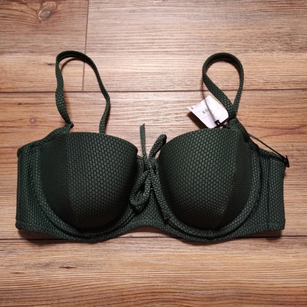 Shade & Shore Bikini Top Womens 32B Dark Green NEW